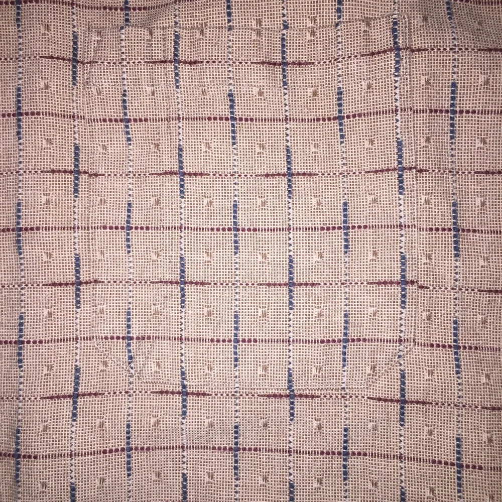 Tan burgundy and denim blue Textile Textured button-down shirt - Picture 3 of 5